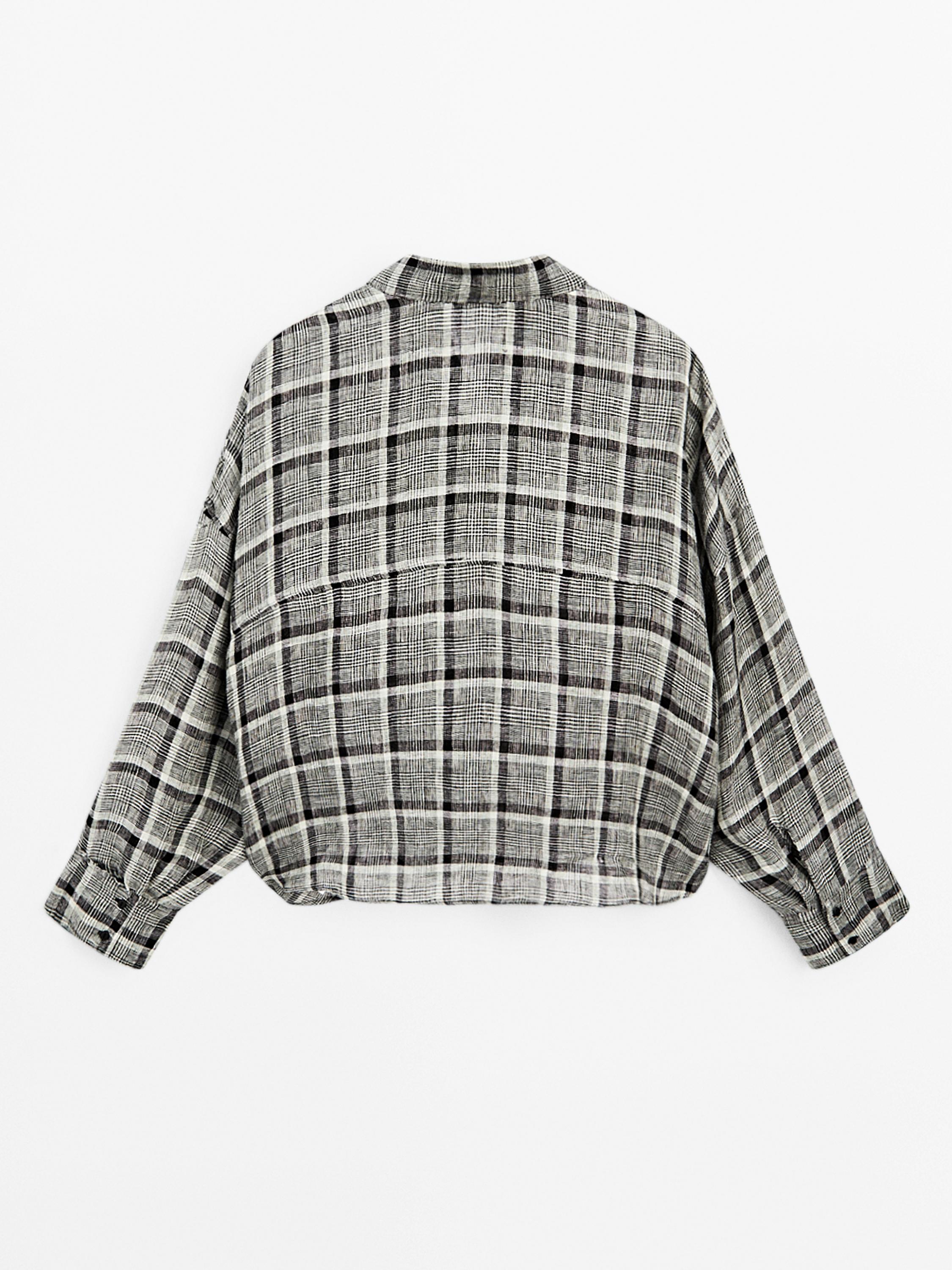 100% linen check shirt